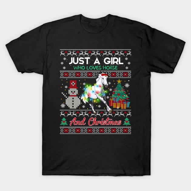 Just a girl who loves horse and christmas T-Shirt by TeeAaron